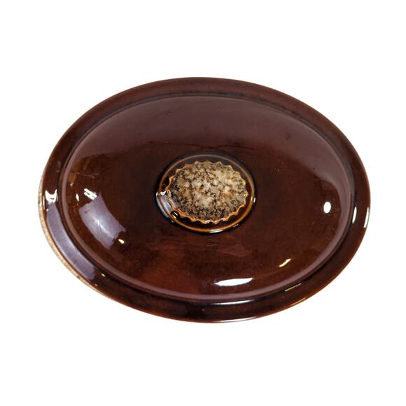 Vintage Hull Pottery Brown Drip Oval Covered Casserole with Lid 10" Oven Proof - Picture 3 of 10